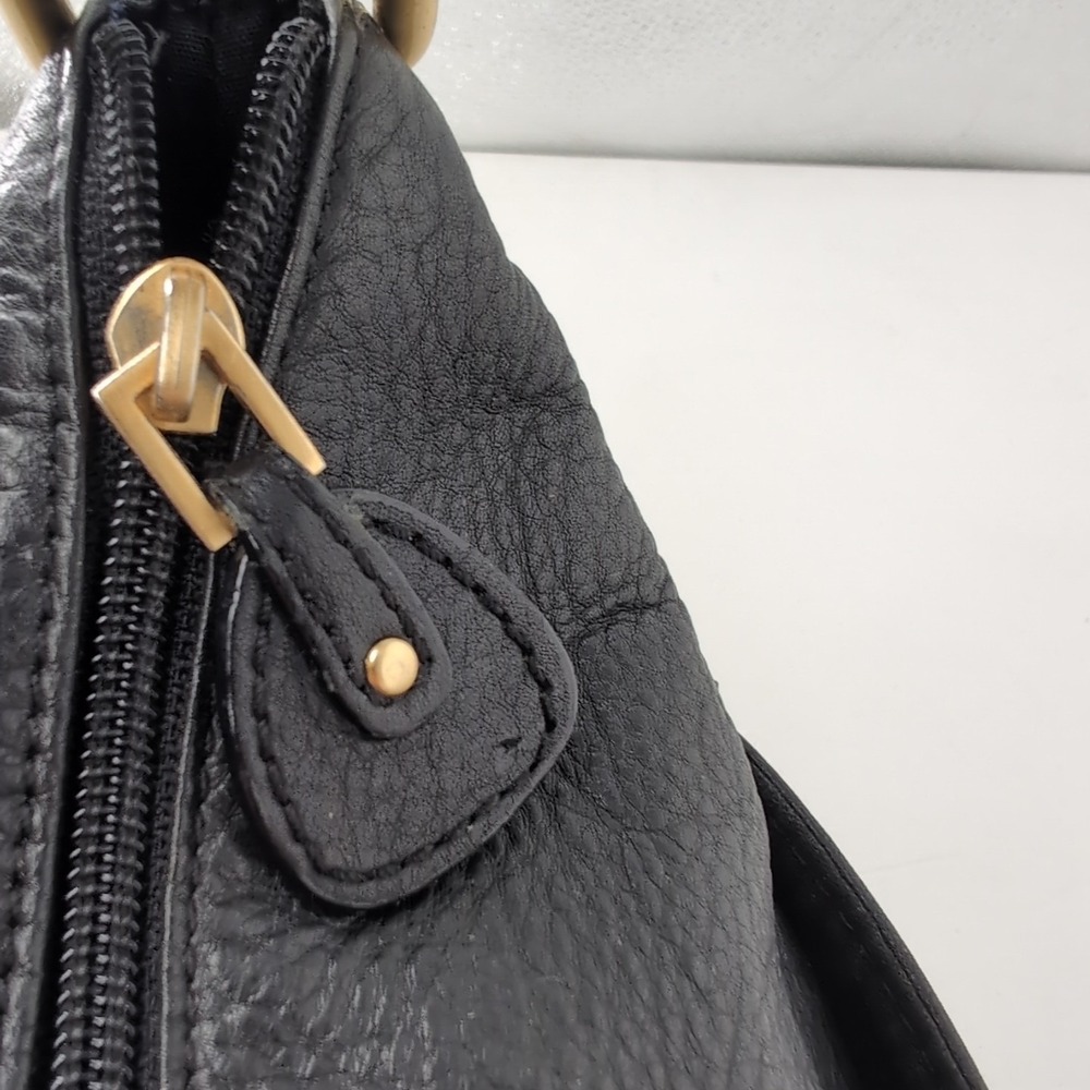 Rolfs Black Cowhide Leather Studded Hobo Shoulder Bag Gold Hardware - Picture 3 of 13